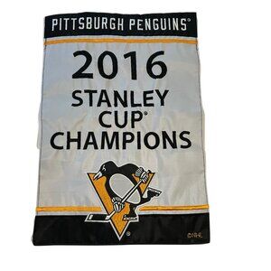 Pittsburgh Penguins 2016 Stanley Cup Champions Wall Banner Hanger 12x18" NHL